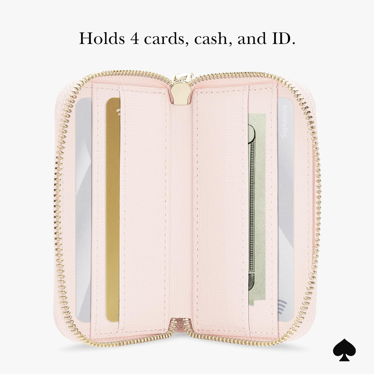 Kate Spade New York Devin - Tarjetero magnético con cierre, color rosa gis | Elegante portafolios para teléfono – Compatible con teléfonos y fundas MagSafe – portafolios MagSafe desmontable para iPhone