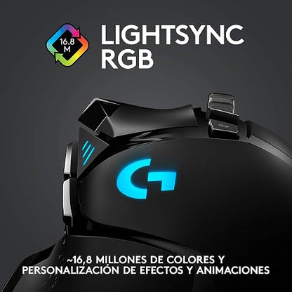 Logitech G502 Lightspeed Mouse Inalámbrico Gamer, Hero 25K, 25,600 dpi, RGB, Peso Reducido, 11 Botones Programables, Batería de Larga Duración, con POWERPLAY, PC, Color Negro