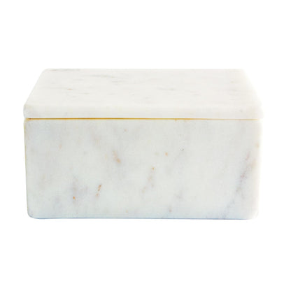 Bloomingville - Caja de almacenamiento de mármol con tapa, color blanco