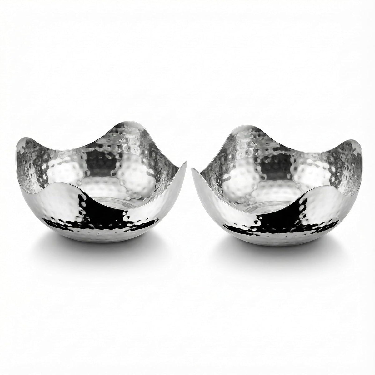 Elegance - Tazón de acero inoxidable martillado, 6 pulgadas - 6" x 6" x 3" Bowl, Pair