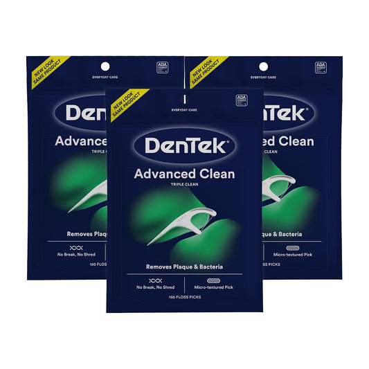 DenTek Triple Clean - Púas de hilo dental, garantía sin roturas, 150 unidades, paquete de 3