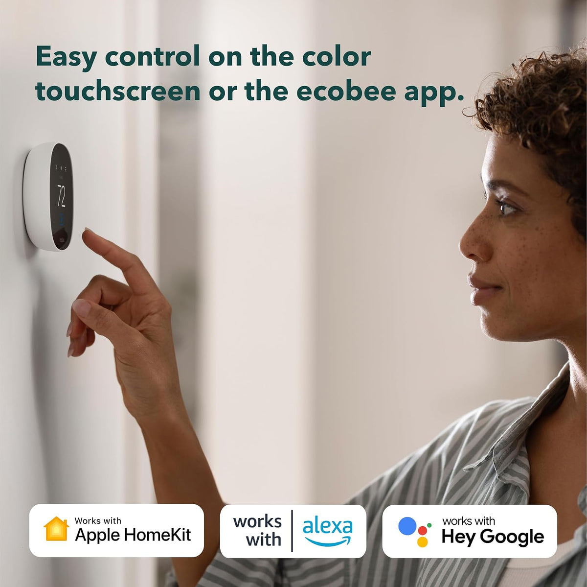 Ecobee Smart Thermostat Essential - Termostato Wi-Fi programable Certificado Energy Star - Funciona con Siri, Alexa y Google Assistant