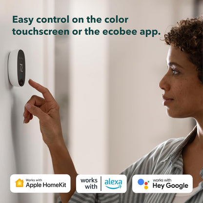 Ecobee Smart Thermostat Essential - Termostato Wi-Fi programable Certificado Energy Star - Funciona con Siri, Alexa y Google Assistant