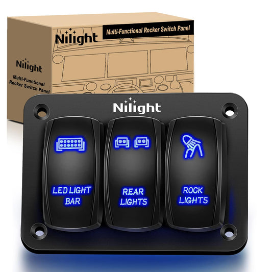Nilight 90105C Panel de palanca de 3 bandas de aluminio de 5 pines