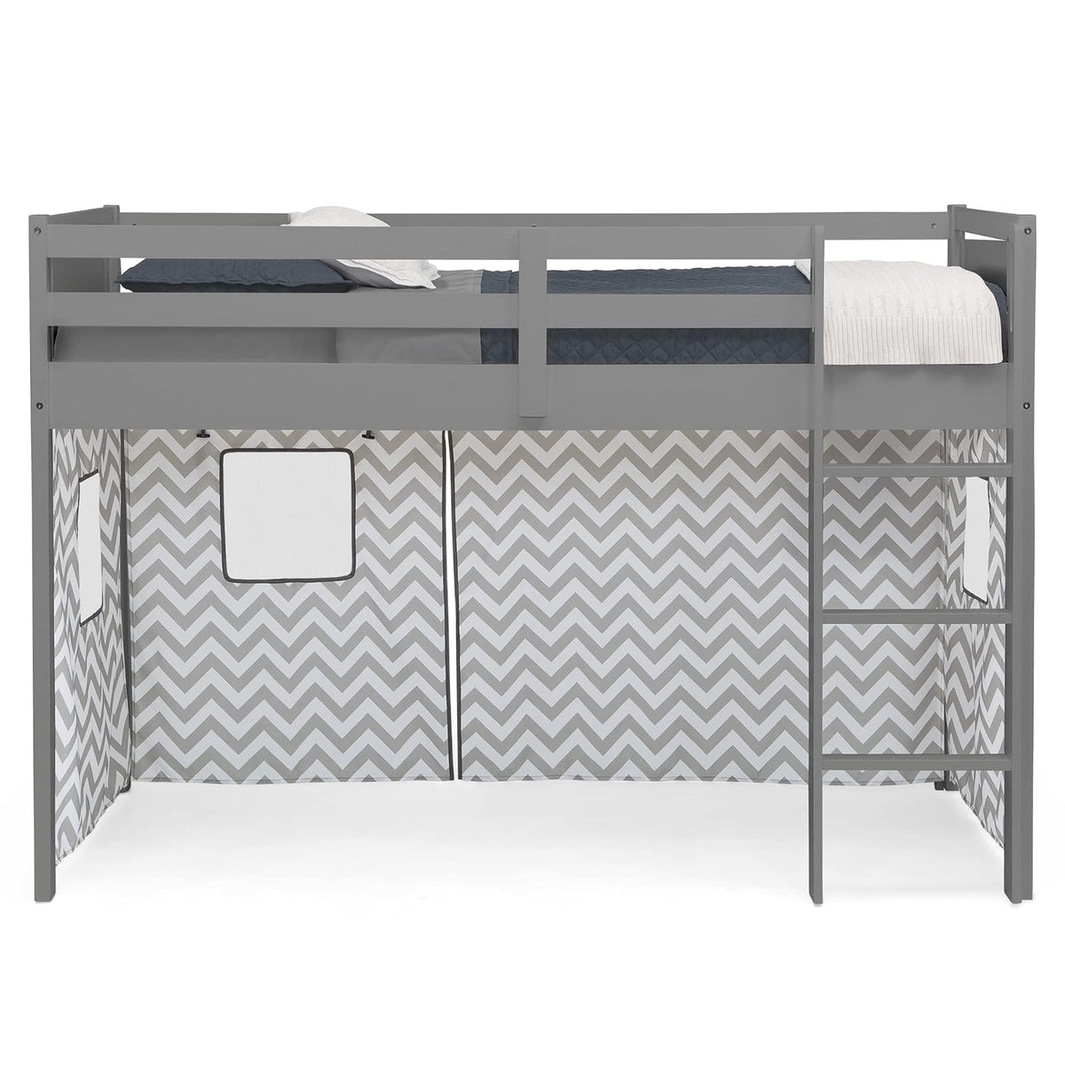 Delta Children Carpa Tipo Cortina para Cama Alta Twin (la Cama se Vende por Separado) - Estilo: Gris Chevron