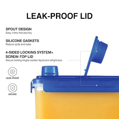 LocknLock - Jarra de agua para puerta de refrigerador, con asa, sin BPA, con tapa de rosca, perfecta para hacer tés y jugos, 3,78 litros, azul