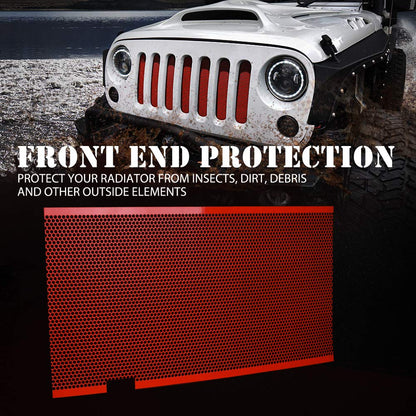 Xprite Parrilla Frontal de Malla de Aleación de Aluminio Roja para Jeep Wrangler JK 2007-2018, ZS-0001R