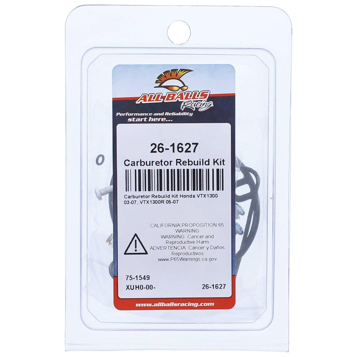 All Balls Racing Kit de reconstrucción de carburador 26-1627 compatible con/reemplazo para Honda VTX1300 2003-2007, VTX1300R 2005-2007