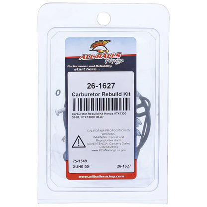 All Balls Racing Kit de reconstrucción de carburador 26-1627 compatible con/reemplazo para Honda VTX1300 2003-2007, VTX1300R 2005-2007