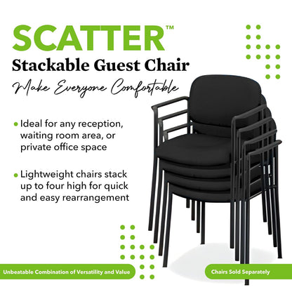 HON Scatter - Sillas de Oficina para Invitados, vestíbulo, oficinas, Salas de Espera, sillas apilables sin Brazos, cómodos Asientos de computadora, Color Negro