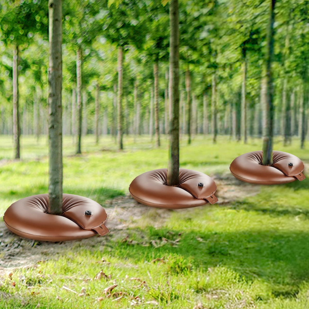 VEVOR 4 PCS Anillo de Riego para Árboles de Gran Capacidad de 60,6 L y Liberación Lenta de 6 a 9 Horas, Bolsas de Riego de PVC para Plantación Rellenables, para Goteo de Raíces de Árboles y Arbustos