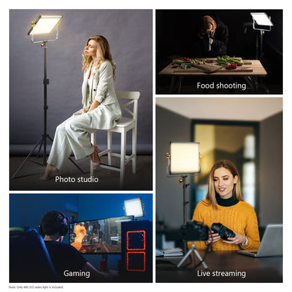 Neewer Bi-color LED Regulable con U Soporte de Video Pro de Luz para Estudio, YouTube Al aire libre Video Kit de Iluminación de Fotografía, Marco de Metal Durable, 480 LED Beads, 3200-5600K, CRI 96+