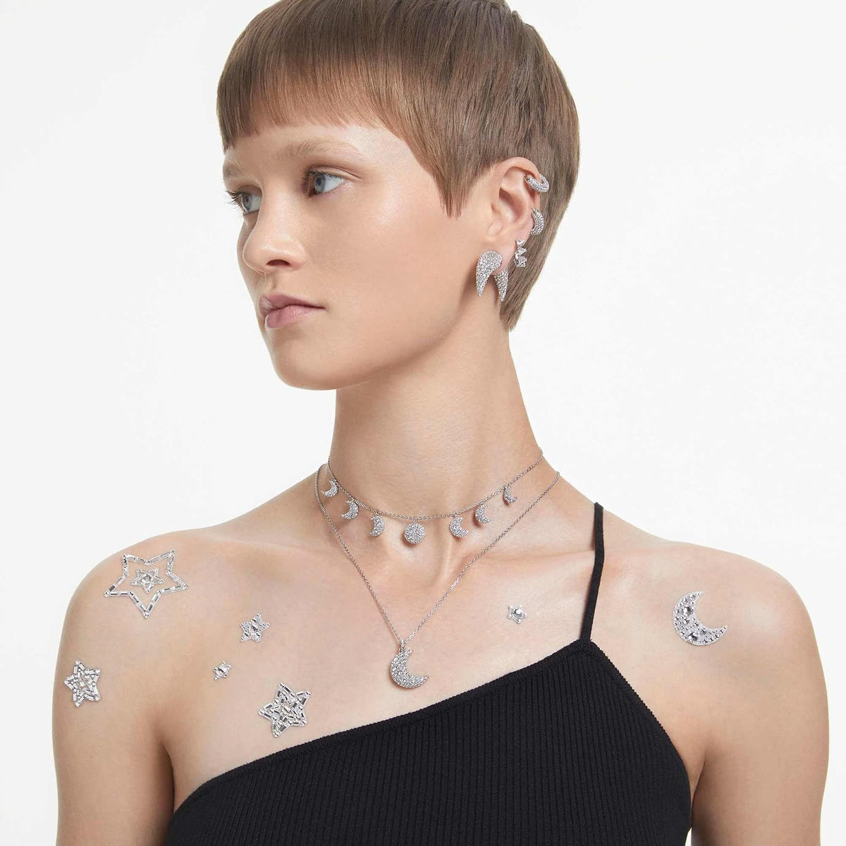 Swarovski Dextera - arete de aro con pavé de vidrio