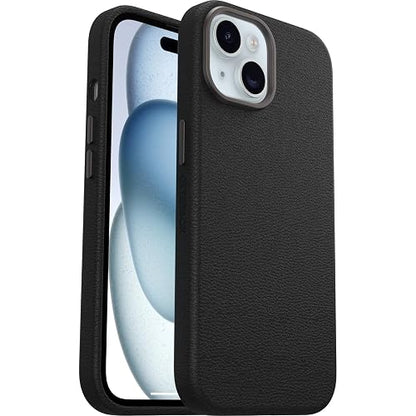 OtterBox - Piel de Cactus simetría para iPhone 15 MagSafe - Negro Ash (Negro), sostenible, se Ajusta a MagSafe, Ultra Elegante y Bordes elevados Que protegen la cámara y la visualización