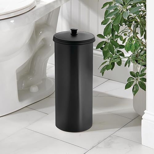 InterDesign 93397 Kent Free Standing Toilet Paper Holder Spare Roll Storage for Bathroom, Black