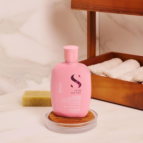 Alfaparf Milano Semi Di Lino Champú hidratante sin sulfato nutritivo para cabello seco – sin SLS, parabenos y parafina – seguro en cabello tratado con color – Calidad de salón profesional, 249 ml
