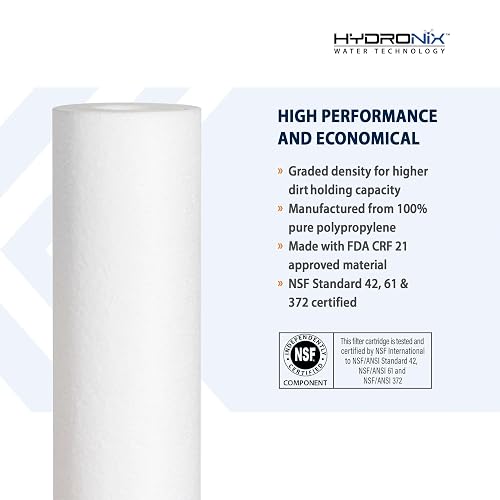 Hydronix SDC-25-1005 Cartucho de filtro de agua para sedimentos de ósmosis inversa RO para toda la casa, 2.5 x 10 pulgadas, 5 micras (paquete de 2)
