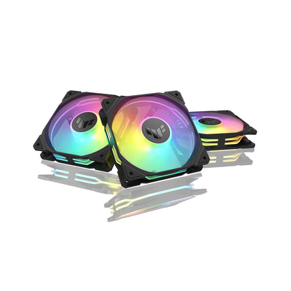 ASUS TUF Gaming TR120 ARGB Reverse Triple Pack Black Edition 120 mm Ventiladores (marco de 28 mm, presión estática a 2,75 mm H2O, flujo de aire 76,3 CFM, matriz LED de doble capa, sincronización Aura)