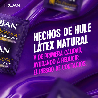Trojan Condones Piel Desnuda Puntos de Placer Caja con 9 piezas. | Con Puntos Texturizados y Elevados, Lubricados para Mayor Estimulación. Con Látex de Primera Calidad.