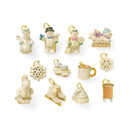 LENOX Juego de Adornos de Halloween 12 Piezas Porcelana - 12-Piece Ornament Set, Snow Pals