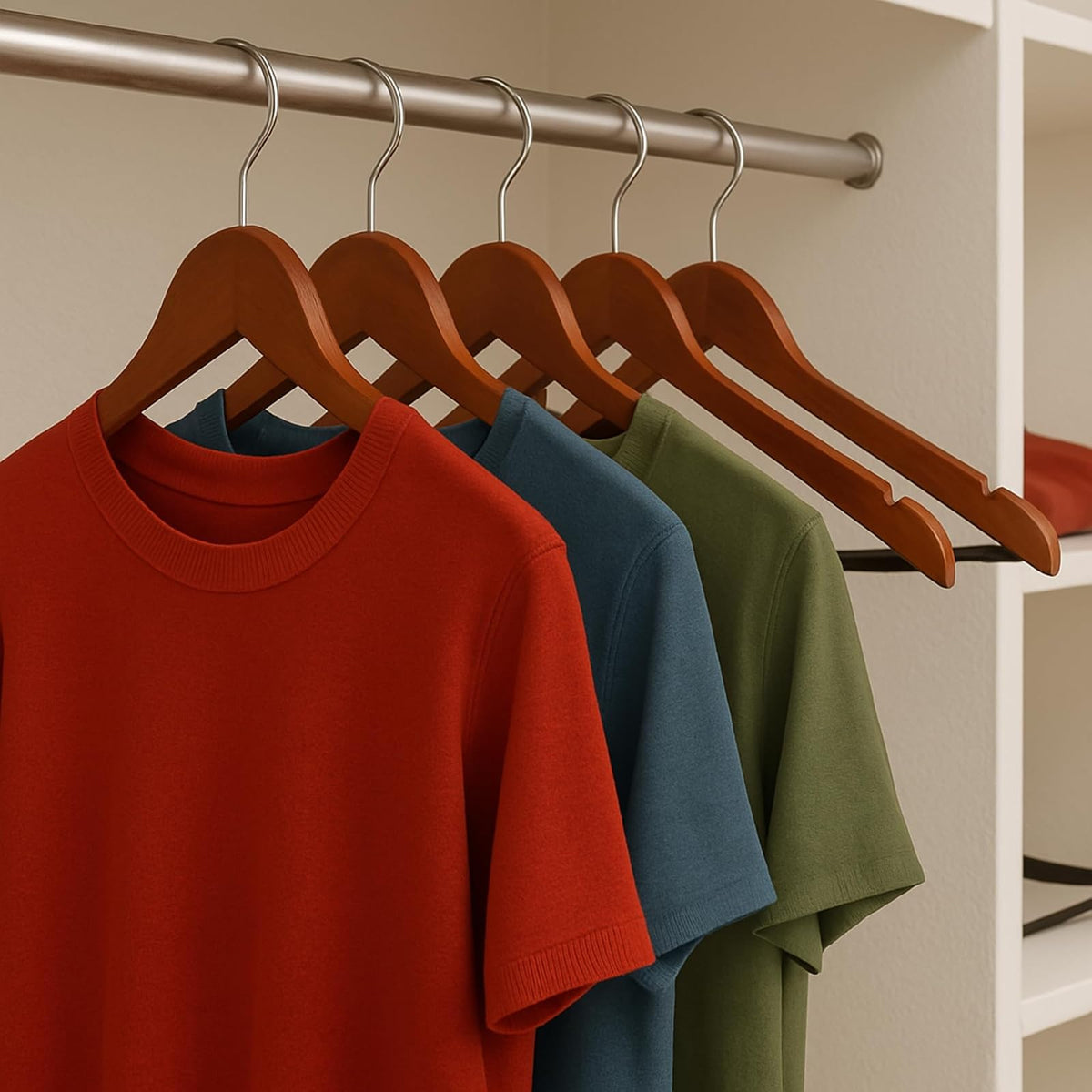 Honey-Can-Do HNG-01335 Wood Hangers with Non-slip Grooved Bar, 24-Pack, Cherry