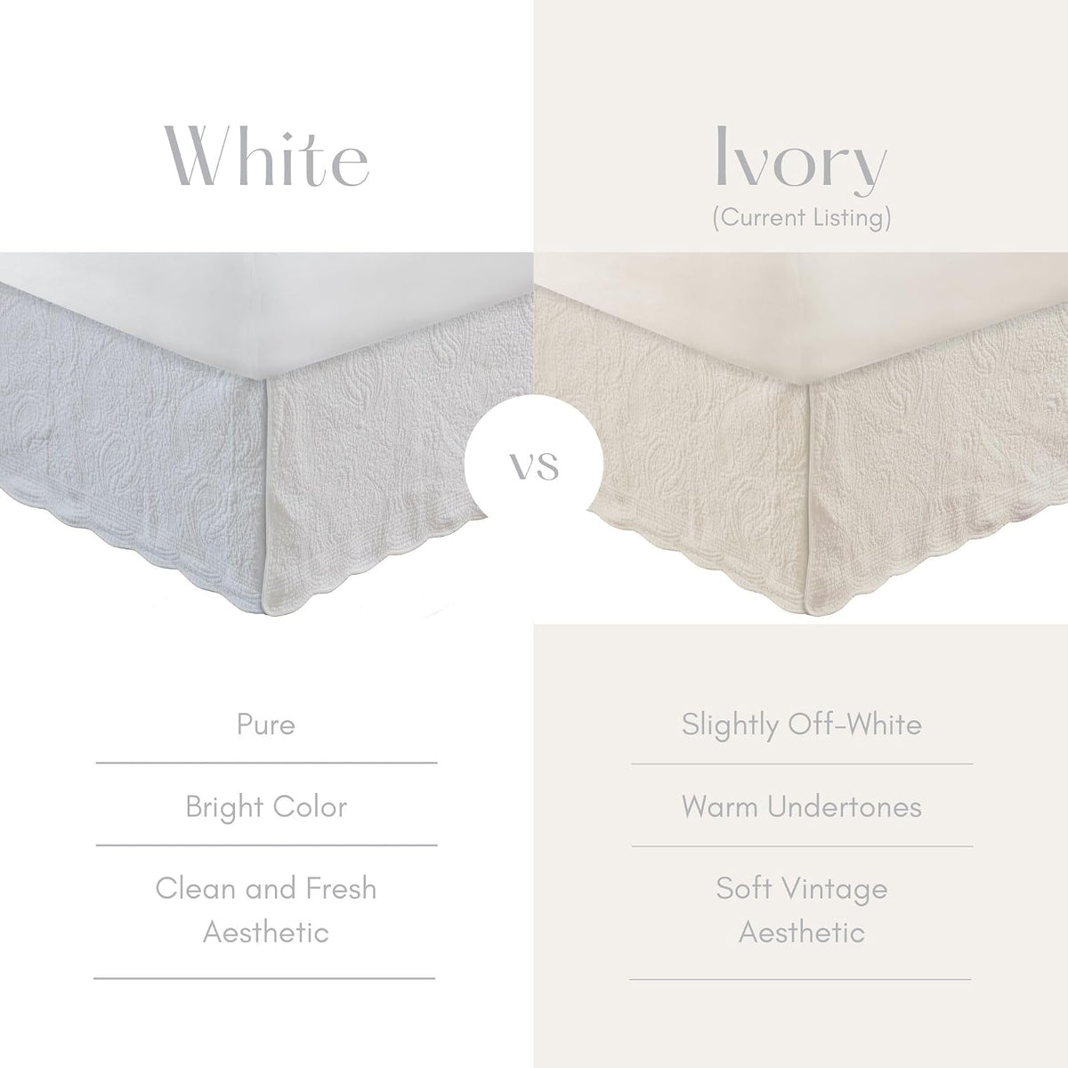 Greenland Home Paisley Quilted Bed Skirt, Ivory, King