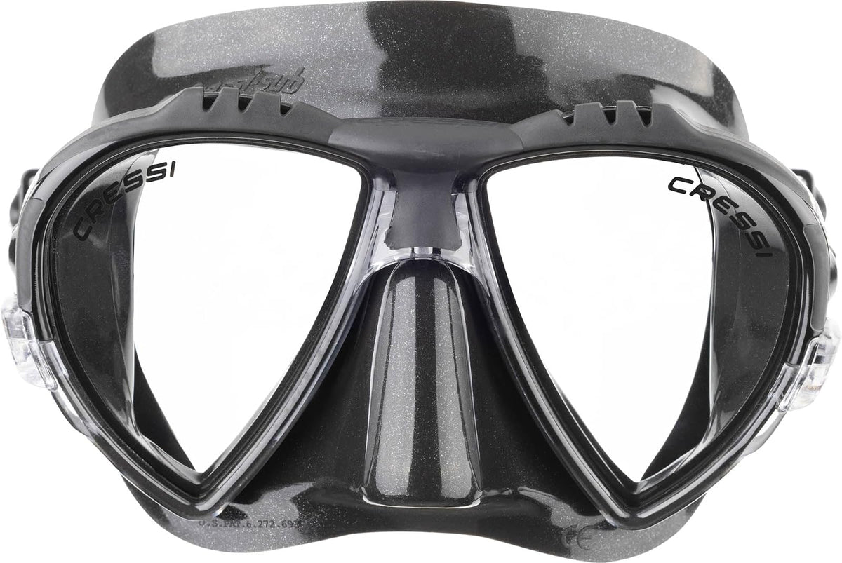 Cressi Colección Italian Boutique – Máscara de Buceo sin Marco de Lente de Vidrio Templado – Protector de Salpicaduras – Set de esnórquel seco