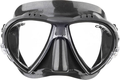 Cressi Colección Italian Boutique – Máscara de Buceo sin Marco de Lente de Vidrio Templado – Protector de Salpicaduras – Set de esnórquel seco