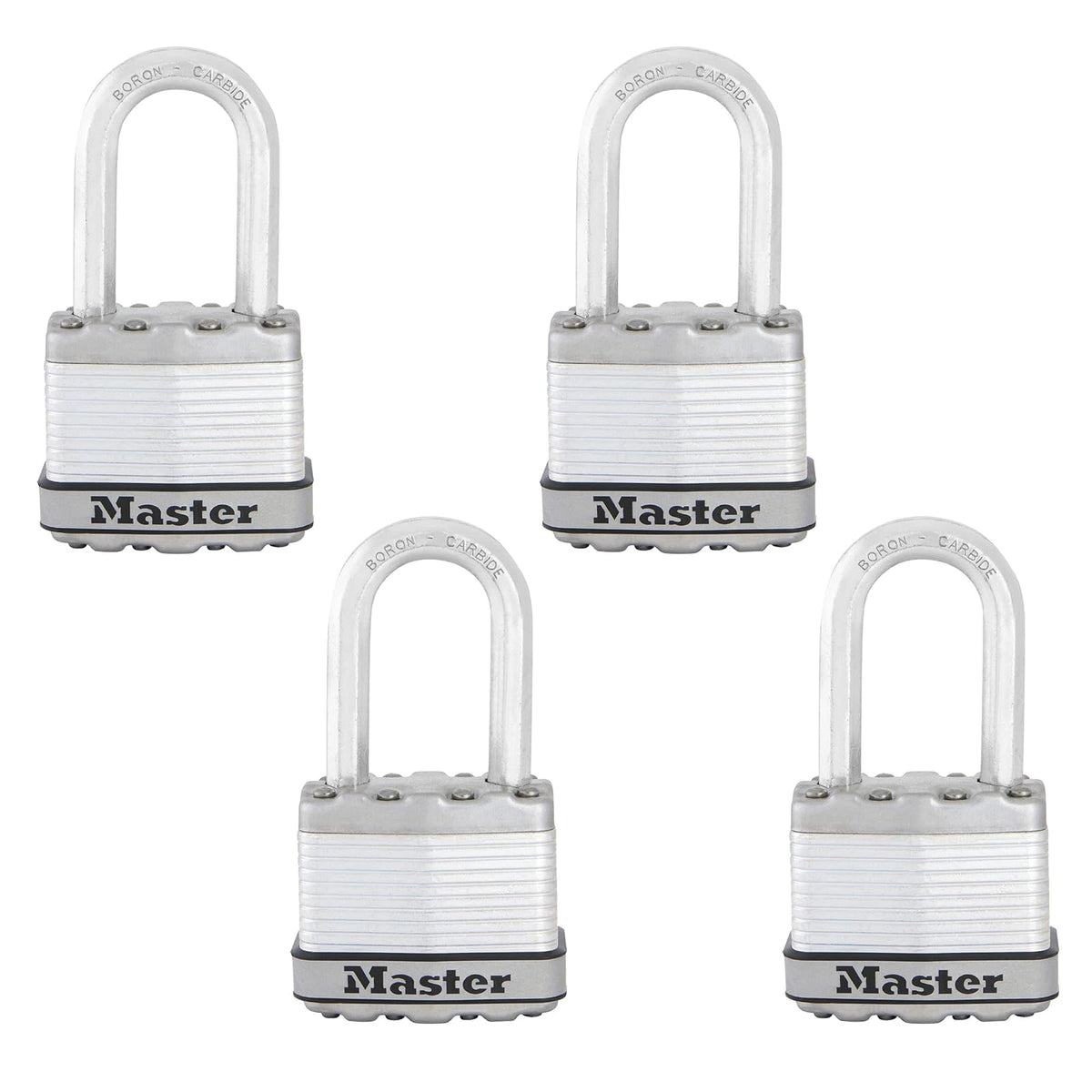 Master Lock M1XKADCCSEN Magnum Candado laminado, 4.45 cm de ancho, acero de 0.8 cm, 2.54 cm de distancia al grillete, Paquete de 4, 1-1/2 Inch Shackle