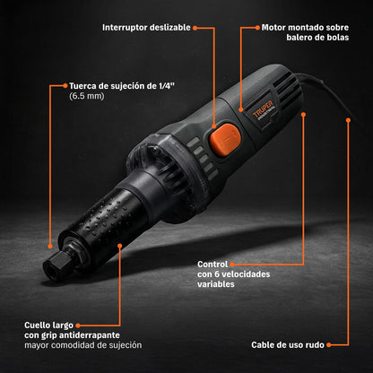 Truper ESRE-1/4N, Esmeril recto (rectificador) 1/4" 600 W industrial