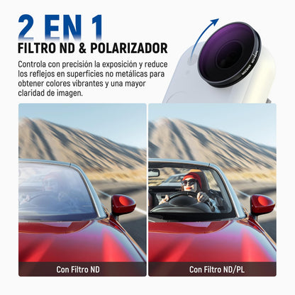 NEEWER Polarizado ND Filtro Juego Compatible con Insta360 GO Ultra (ND8/PL ND16/PL ND32/PL ND64/PL) Filtro Objetivo Polarizador Densidad Neutra Rosca, HD Vidrio Óptico Action Cam HD Accesorios, FL-C52