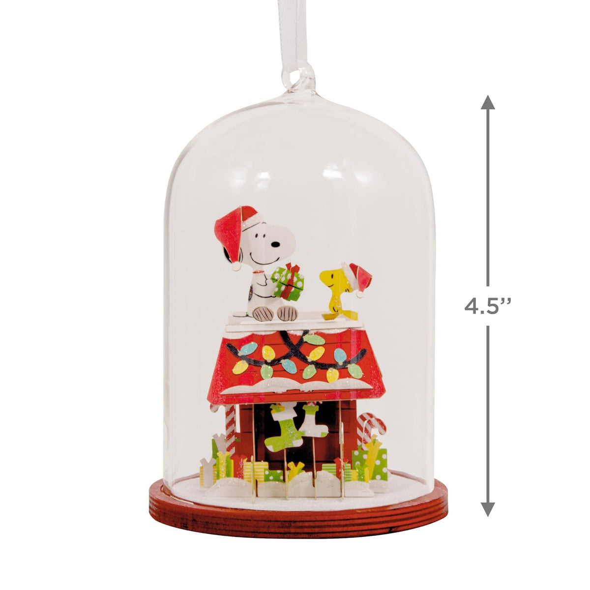 Hallmark Peanuts Snoopy's Doghouse Cloche - Adorno de Navidad, Vidrio y Papel, Regalos para fanáticos de los Cacahuetes