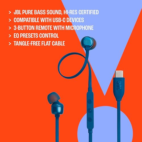 JBL Tune 310C Audífonos con Mic/Control USB-C, Drivers de 9mm, Cable Antienredos - Blanco