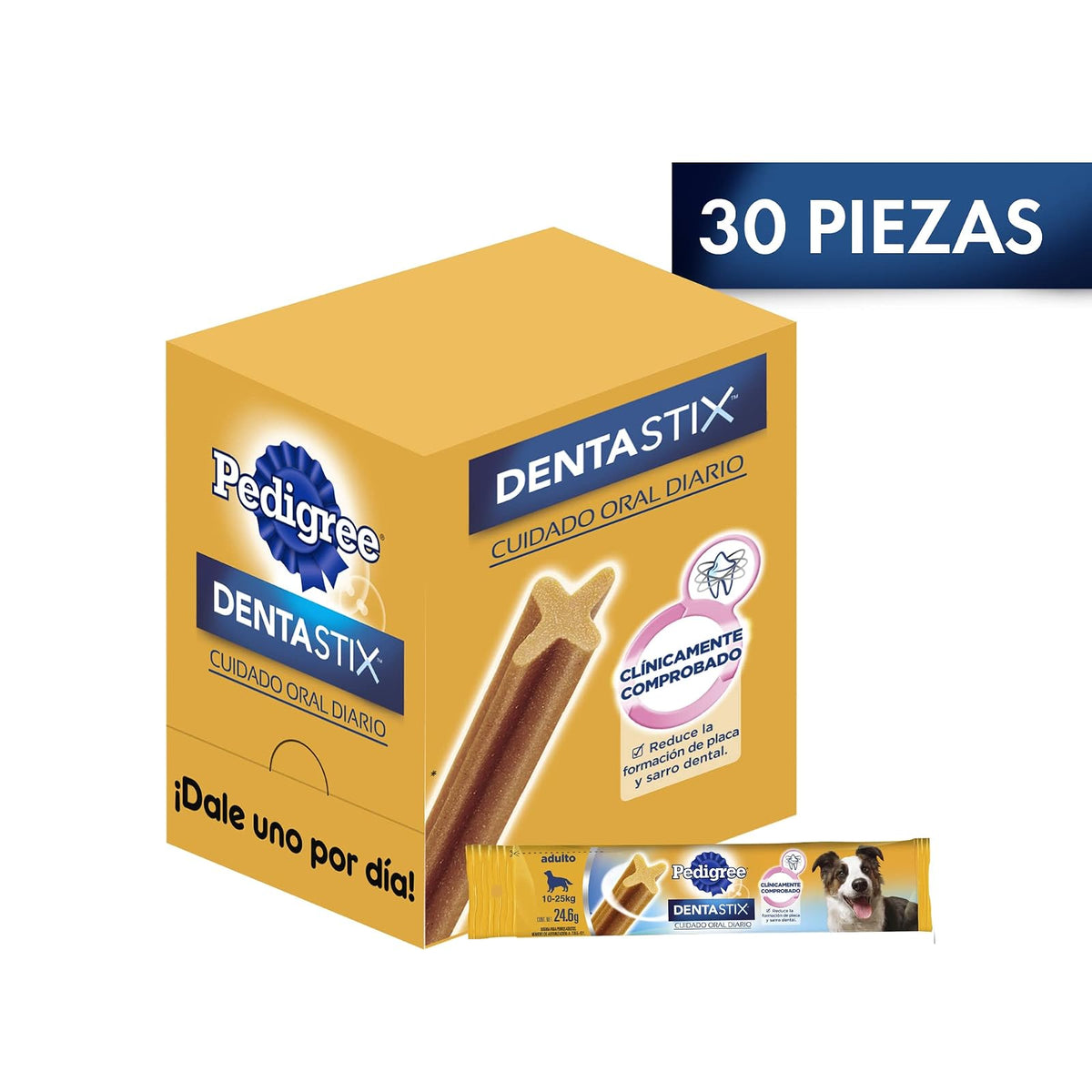 PEDIGREE Dentastix Snack para Perros Adultos, De Cuidado Oral, Paquete De 30 Unidades De 24,6 Gramos c/u.