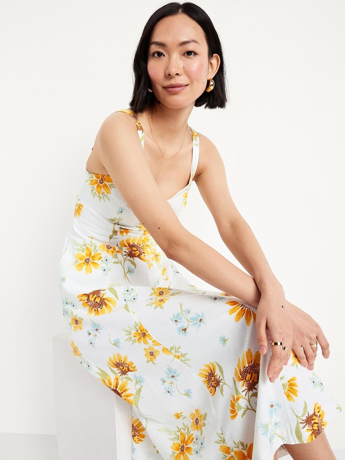 Old Navy SL Notch Neck Cami Midi- Print Vestido Mujer