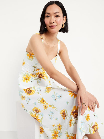 Old Navy SL Notch Neck Cami Midi- Print Vestido Mujer