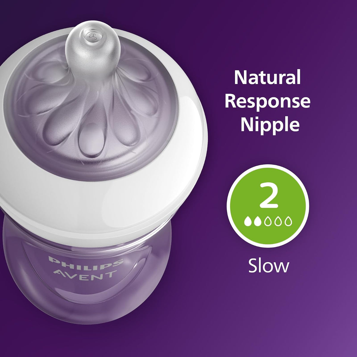 Philips Avent Natural Biberón 4 Oz Pezón Respuesta Natural Flujo Lento | Alimentación de mama + biberón, flujo de leche de ritmo bebé, pezón suave en forma de pecho, pezón sin goteo, sin BPA