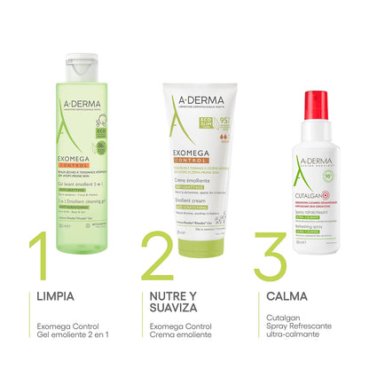 A-DERMA Exomega Control Gel Limpiador de Bebe Piel Atopica Muy Seca, 200 ml