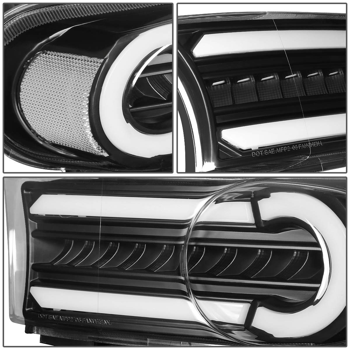 DNA Motoring BL-LB-FJC07-BK-CL1 LED DRL + Señal Giro Secuencial Luces Parachoques Delantero Esquina Negro