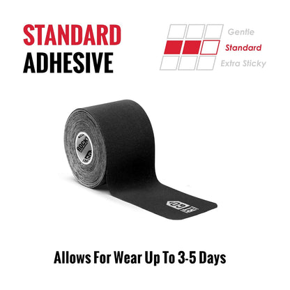 RockTape Go - Cinta adhesiva estándar precortada para kinesiología (negro)