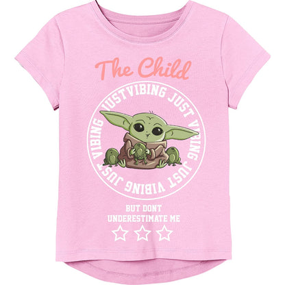 Star Wars The Mandalorian Grogu Playera para Niña - 10-12 - Rosa claro