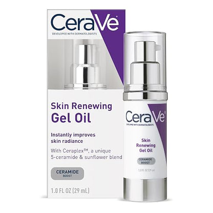 Aceite de gel CeraVe, 1 onza, suero de gel antienvejecimiento para hidratación facial, sin fragancia y no comedogénica