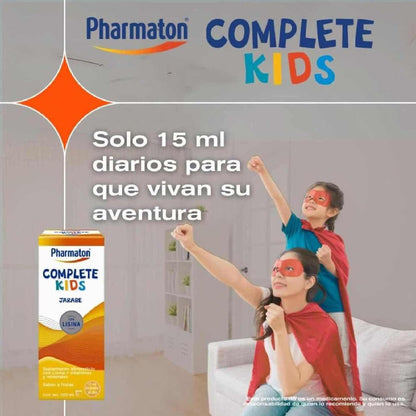Pharmaton Complete Kids Suplemento Alimenticio en Jarabe, 200 ml. Complementa las Deficiencias de Vitaminas y Minerales en Niños de 4 a 12 años
