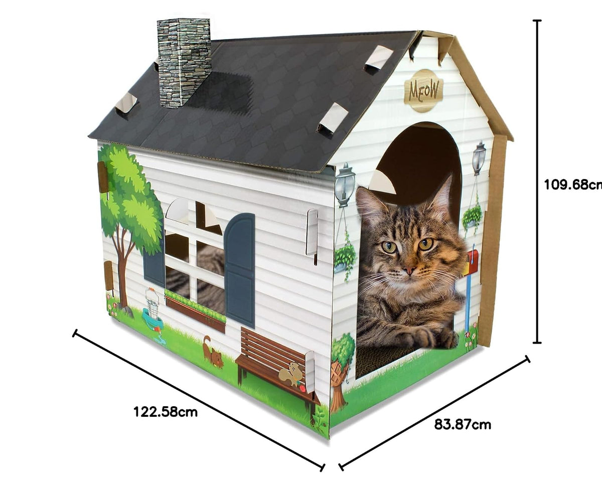 ASPCA Casa de Juegos de cartón para Gatos con rascador de Gatos, 19 Pulgadas de Largo x 13 Pulgadas de Ancho x 17 Pulgadas de Alto