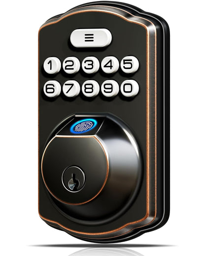 Veise KS02A Cerradura Biométrica sin Llave para Puerta, Bloqueo Automático - Oil Rubbed Bronze - Tradicional