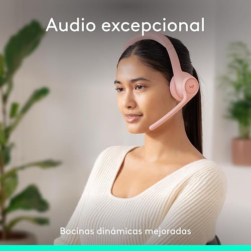 Logitech Zone 300, Auriculares con micrófono Bluetooth inalámbricos, compatibles con Windows, Mac, Chrome, Linux, iOS, iPadOS, Android – Rosa