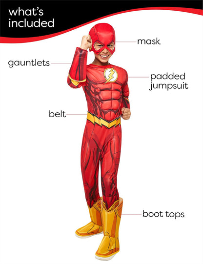 Rubie's Disfraz de superhéroes DC Flash Deluxe para niños, pequeño