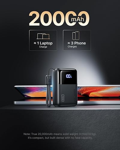 INIU Power Bank, Cargador portátil Ultra Compacto de 20000 mAh, 65 W, USB C, Carga rápida PD QC, Paquete de batería Externa de 3 Salidas para Laptop, MacBook iPad, Tablet, Vapor, iPhone 16 15 14 Pro