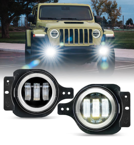 Xprite Ultra 300% luces antiniebla LED de 60 W con DRL compatibles con Jeep Wrangler JL JLU y 2020+ Gladiator JT, DOT, 6500K, Plug N Play, lámpara antiniebla de parachoques delantero con 2