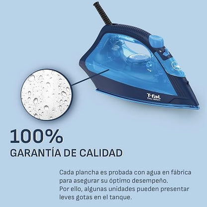 T-fal Plancha de Vapor Easy Steam Ceramic Dress Blue FV1950X0 | Suela True Ceramic Glide, 1200 W, depósito de 220 ml, 5 niveles de temperatura, sistema anti-cal